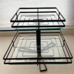 Fruteira de Mesa Vidro Dupla Quadrada Preto Fosco Giratória - Imagem 2