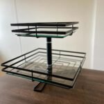 Fruteira de Mesa Vidro Dupla Quadrada Preto Fosco Giratória - Imagem 3