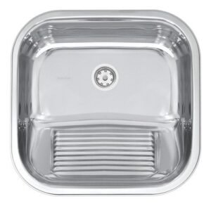 Tanque de Encaixe Tramontina Hera 23L Inox Polido 40x40 cm com válvula e acabamento espelhado