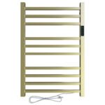 Toalheiro Termico Quadrado Dourado Escovado Timer Direito