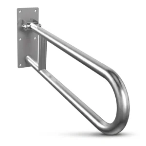 Barra de apoio articulada inox 60cm para banheiro Edmetal +Segura em fundo branco