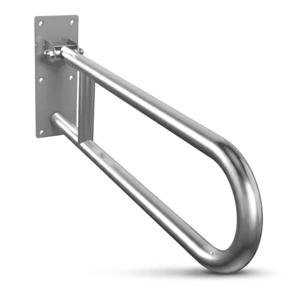 Barra de apoio articulada inox 60cm para banheiro Edmetal +Segura em fundo branco