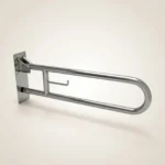 Barra de apoio articulada inox com porta-papel 60cm em imagem premium de catálogo