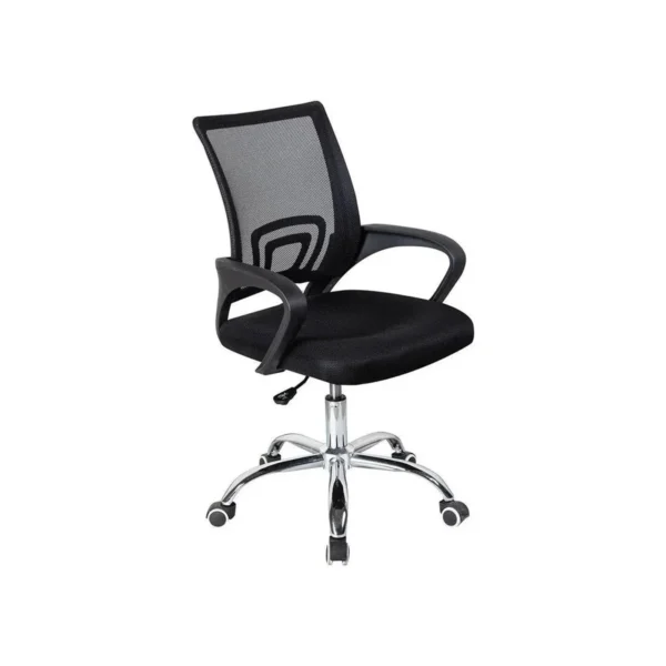 Cadeira office giratória preta com rodízio Comfort Kazalinda em fundo branco