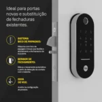 Combo fechadura digital Yale Lia BP cromada para porta de correr arte