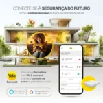 Combo fechadura digital Yale Lia BP cromada para porta de correr arte propaganda