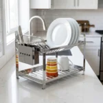 Escorredor Inox para 16 Pratos com Porta Talher Dinox - Imagem 7