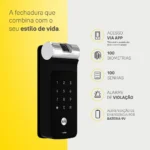 Fechadura digital Yale YDF 40A RL biometria e senha trinco rolete