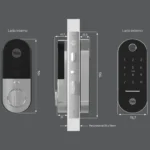 Fechadura digital Yale Lia BP cromada para porta de correr medidas e vistas