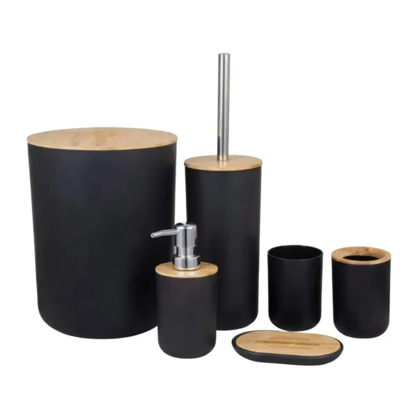 Kit banheiro Plasvale com detalhes em bambu em perspectiva 3-4
