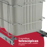 Lixeira dupla deslizante Schmitt 2701 com dois cestos bege e suporte cromado