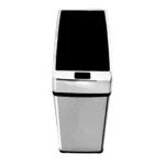 Lixeira automática quadrada inox 6 litros Kazalinda em fundo branco tampa fechada