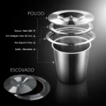 Lixeira Embutir 5 Litros Tampa Inox Escovado Balde Alumínio - Imagem 6