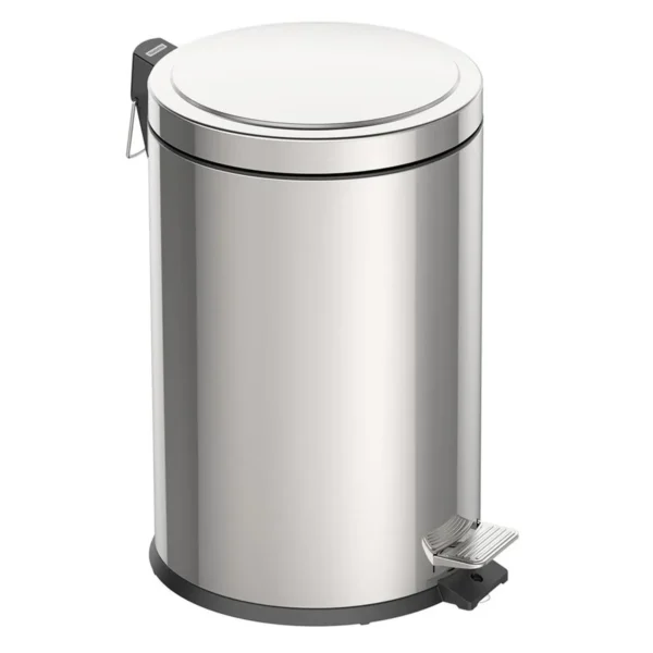 Lixeira inox pedal 12 litros Tramontina com balde removível em fundo branco