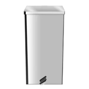 Lixeira quadrada em aço inox com pedal 50 litros Ecobin em fundo branco