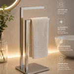 Porta toalhas de pia duplo inox 304 polido brilhante Kazalinda 1