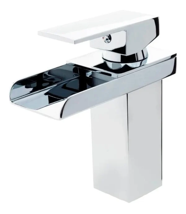 Torneira monocomando cascata quadrada Deckasa DC-6006C em inox polido