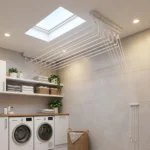 Varal de teto branco 120cm com 8 varetas Kazalinda apartamento
