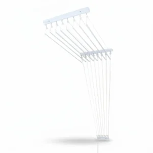 Varal de teto branco 120cm com 8 varetas Kazalinda em fundo branco
