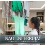 Varal de teto branco 120cm com 8 varetas Kazalinda foto real banner