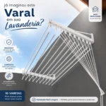 varal de parede individual 10 varetas branco 80cm Kazalinda em arte social media