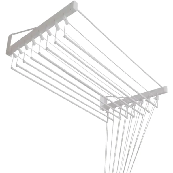 varal de parede individual 10 varetas branco 80cm Kazalinda em fundo branco