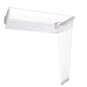 varal de parede individual 10 varetas branco 80cm Kazalinda em fundo branco vista lateral