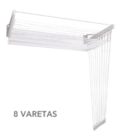 Varal de Parede Individual 8 Varetas Branco - 120cm - Imagem 2