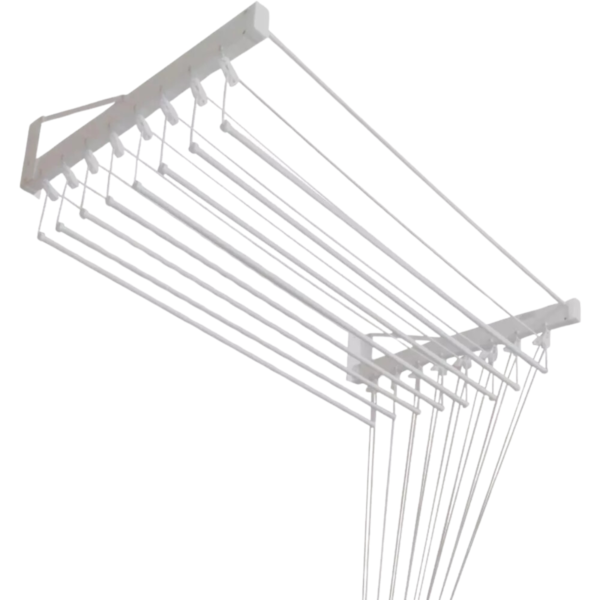 Varal de Parede Individual 8 Varetas Branco - 150cm
