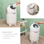 Lixeira Sistema Antiodor Bebe Lixo Magico Fralda Branca KZI - Imagem 10