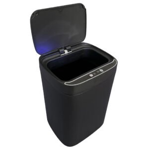 LED integrado da lixeira automática preta 13L Kazalinda iluminando o ambiente noturno