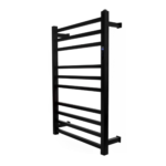 Toalheiro Térmico Quadrado Preto Inox Kazalinda | Timer e Temp. Touch | Bivolt