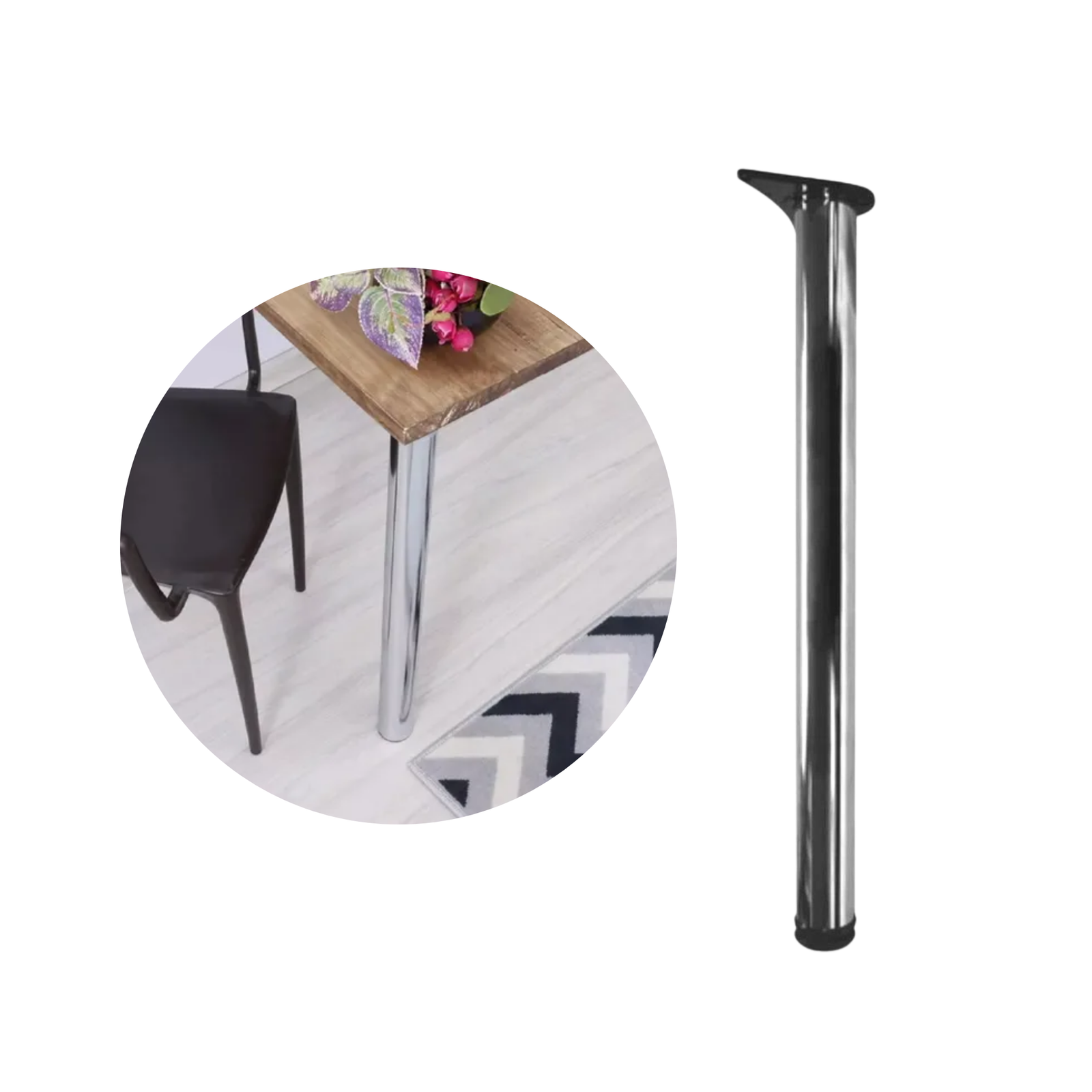 6188073.png Pé De Mesa Cromado Távola Com Regulagem - Imagem 1