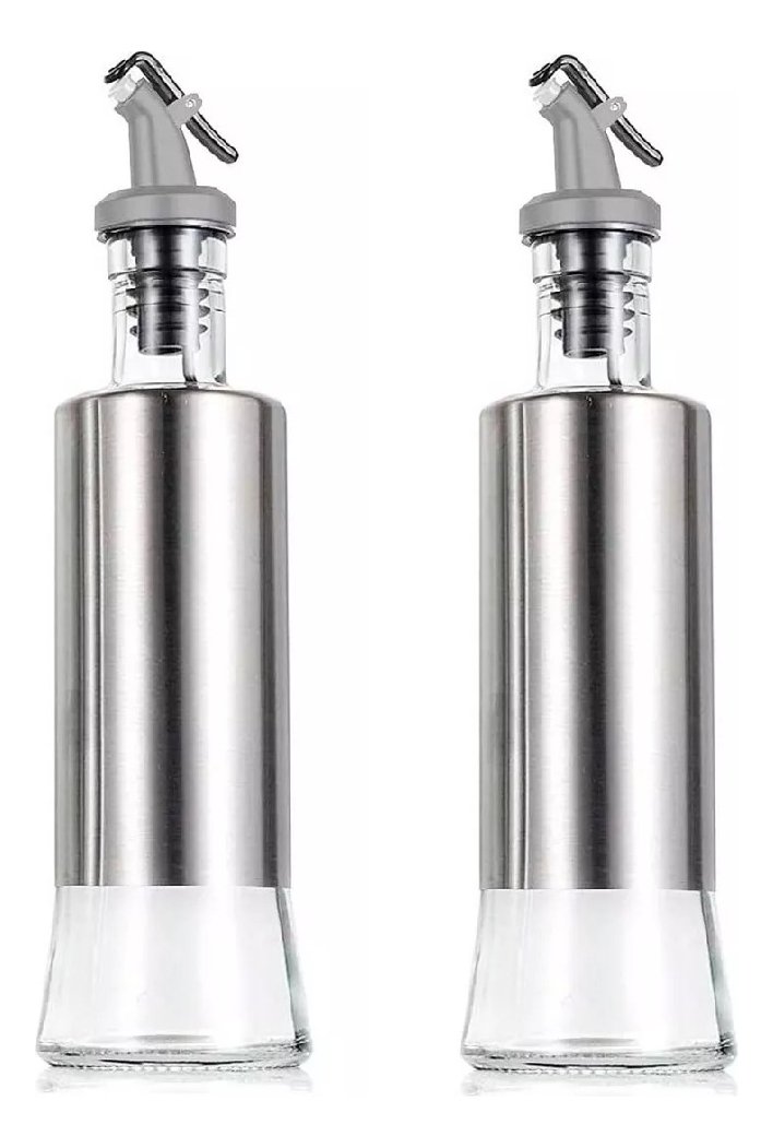 6190061.jpg Galheteiro Vidro e Inox 300ml Kazalinda - Porta Azeite ou Vinagre com Bico Dosador - Imagem 1