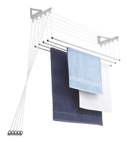 715615.jpg Varal Individual para Teto ou Parede com 5 Varetas em Alumínio - 150cm - Imagem 1