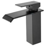 Torneira Banheiro Monocomando Cascata Quadrada Preto Fosco