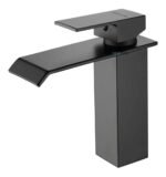 Torneira Banheiro Monocomando Cascata Quadrada Preto Fosco