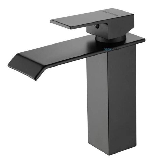 Torneira banheiro monocomando cascata quadrada preto fosco
