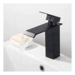 Torneira Banheiro Monocomando Cascata Quadrada Preto Fosco - Imagem 5