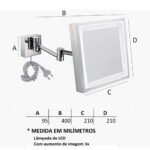 Espelho Articulado Quadrado com Luz E6505 - Italyline - Imagem 2
