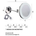 Espelho de Parede com Luz Redondo Cromado E6510 - Italyline - Imagem 4