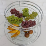 Fruteira De Mesa Dupla Redonda Com Vidro Giratória Cromado - Imagem 4