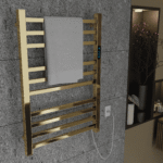 Toalheiro Termico Quadrado Dourado Polido Timer Direito ou Esquerdo - Imagem 7