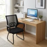 Cadeira fixa de escritório preta 3310 Tok Or Design em home office moderno