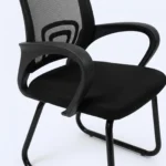Close dos detalhes e acabamento da cadeira fixa de escritório preta 3310 Tok Or Design