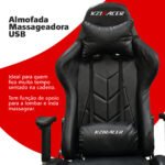 Cadeira Gamer KZI Ergonômica com Massageador Reclinável 180º Giratória Suporta 120kg - Imagem 5