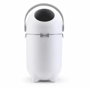Lixeira mágica antiodor branca 10 litros Kazalinda para fraldas e pets em fundo branco