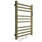 Toalheiro Térmico Quadrado Dourado Polido Kazalinda Bivolt com Timer Touch Lateral