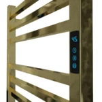 Toalheiro Térmico Quadrado Dourado Polido Kazalinda Bivolt com Timer Touch Lateral foco