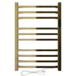 Toalheiro Térmico Quadrado Dourado Polido Kazalinda Bivolt com Timer Touch e Saída Lateral Direita ou Esquerda